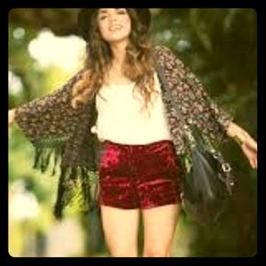 Red/wine crushed velvet Topshop booty short 6